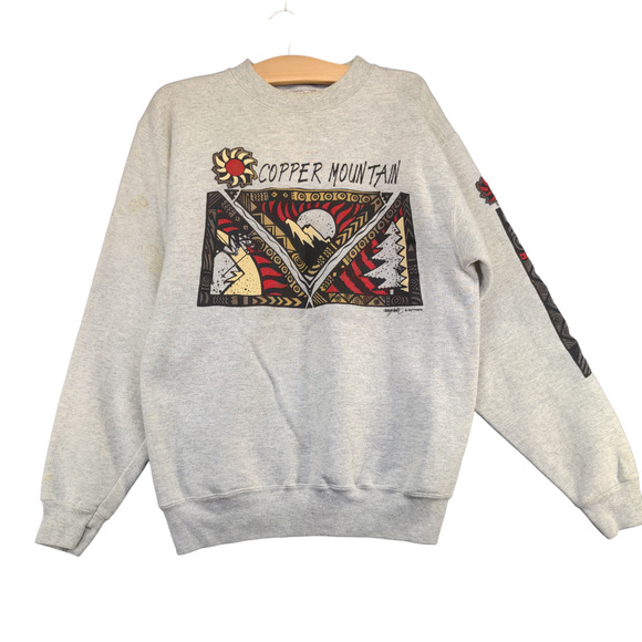 Oneita Power Sweats Mens Copper Mountain Pullover Sweatshirt Gray Medium Vintage - Picture 1 of 16